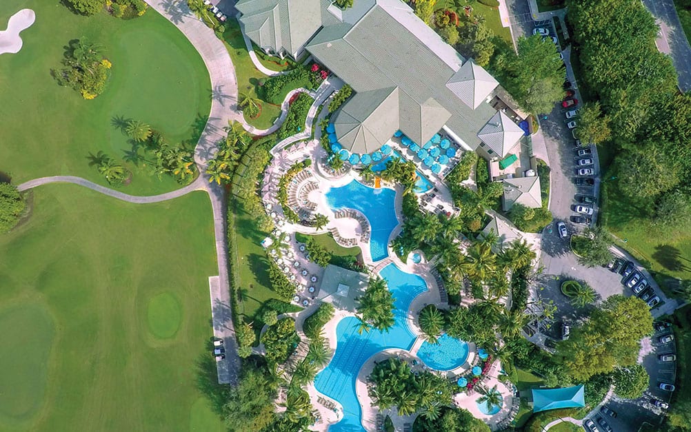 Aerial view of pools at Boca West Aquatics Center